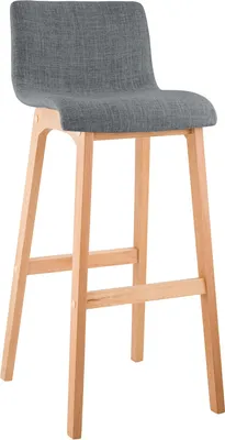 Productafbeelding van Barstoel Hoover - bekleding, houten poten, naturel - Lichtgrijs