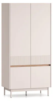 Produktbild von Selsey Dunea – Kleiderschrank 4-türig, Kaschmirgrau/Eichenholzoptik, 92 cm