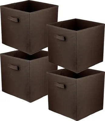 Produktbild von Lavita Storage Box | faltbare Aufbewahrung Boxen 31 x 31 x 31 cm | Schubladen-Organizer Box| Ordnungssysteme für Kleidung | Kleideraufbewahrung & Organisation | dunkelbraun | 4 stück