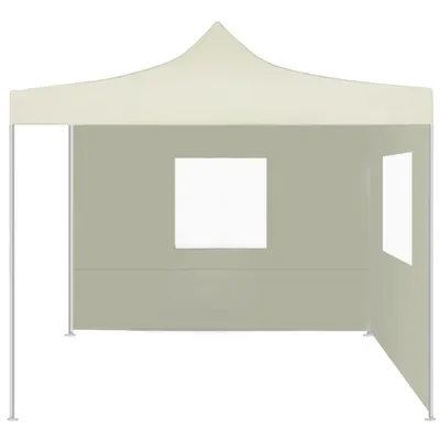 Immagine prodotto di Gazebo Professionale Pieghevole con 2 Pareti 2x2m Acciaio Crema