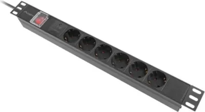 Produktbild von LANBERG PDU Steckdosenleiste 19" 1U 6x Schuko 2m 16A schwarz
