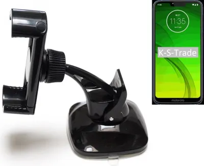 Produktbild von K-S-Trade kompakte Handy-Halterung Windschutzscheibe kompatibel mit Motorola Moto G7 Power Armaturenbrett schwarz Autohalterung KFZ Halter