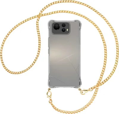 Produktbild von Handykette Backcover-Schutzhülle mit Band (Metall goldfarben) für Asus Zenfone 12 Ultra - goldfarbene Kette