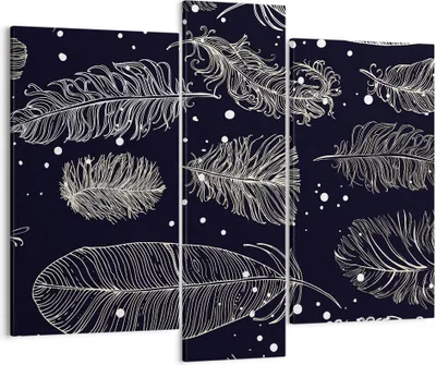 Produktbild von Bild auf Leinwand - Leinwandbild - 3 Teile - Federn Grafiken Gliederung - 95x80cm - Wand Bild - Wanddeko - Wandbilder - Leinwanddruck - Bilder - Wanddekoration - Leinwand bilder - CB95x80-4244