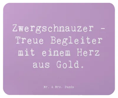 Produktbild von Mr. & Mrs. Panda Mauspad Spruch Zwergschnauzer Herz - Lavendeltraum - Geschenk, Hunderasse, Hunderassen Charakter, pc mausunterlage, Mousepad, aktiver Hund, Freude