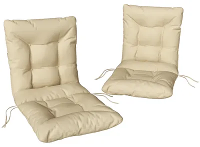 Produktbild von Outdoor-Sitzkissen mit Rückenlehne und Bändern, wasserabweisende Polster für drinnen und draußen, Beige