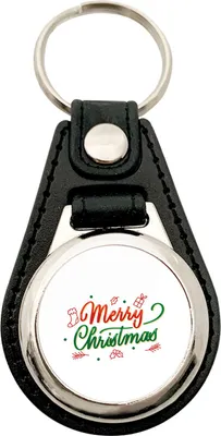Produktbild von Huuraa Schlüsselanhänger Merry Christmas Grün Rot Metall mit Kunstleder Schlüsselring Einkaufswagenchip Geschenkidee