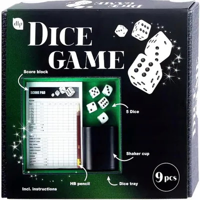 Produktbild von Würfelspiel Set Becher 5 Würfel Punktblock Elegant