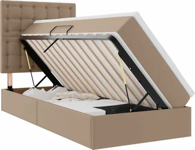 Produktbild von Bett mit Stauraum und LED Cappuccino 90 x 190 cm Kunstleder