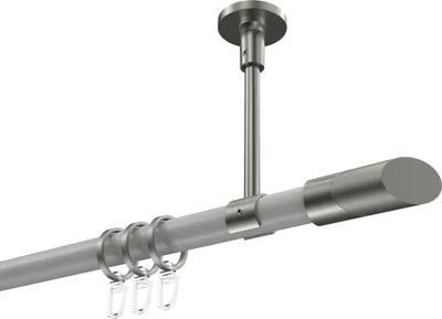 Produktbild von Interdeco Gardinenstange / Vorhangstange Weiß / Edelstahl-Optik, Typ Sonette Verano (Schräge Bicolor) Deckenmontage, 20 mm Ø 1-läufig, 400 cm