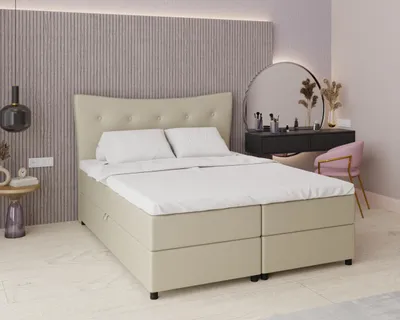 Produktbild von Boxspringbett, 160cm x 200cm, Grau, mit Bettkasten, Matratze und Topper, Doppelbett, NEVADA, Panda Möbel