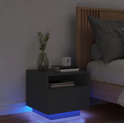 Produktbild von CLORIS Nachttisch mit LED-Leuchten Schwarz 40x39x37 cm, 11,2 kg