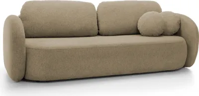 Produktbild von DomoHome Sofa OLIO Schlafsofa mit Bettkasten, Dekokissen, Klappfunktion, Skandinavisches Design, Liegefläche 142x200 cm, Schwarze Beine, Größe: 238x86x101cm, Farbe: CAPPUCINO
