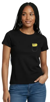 Produktbild von Spreadshirt SpongeBob Schwammkopf Brustmotiv Fanartikel Frauen T-Shirt, M, Schwarz