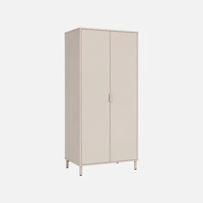 Produktbild von sweeek - Garderobe mit Holzdekor und Metall 2 Regale und 1 Kleiderstange - Beige