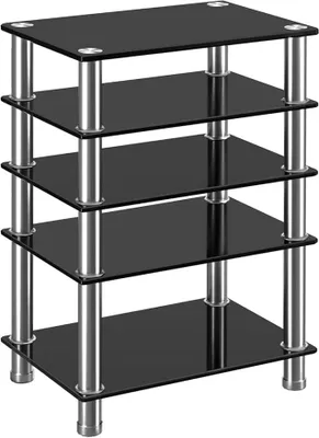 Obrázek produktu pro Hifi stojan Glas, 5 úrovní, rozměry 600x400x800 mm. Stojan pro gramofon, televizní stolek, nábytek z nerezové oceli a tvrzeného skla