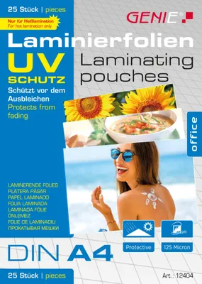 Productafbeelding van 25 GENIE Laminierfolien glänzend für A4