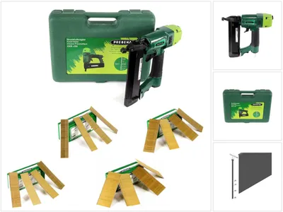 Produktbild von Prebena 2XR-J50 Druckluftnagler im Transportkoffer + Stauchkopfnägel Brads - 25 mm 5000 Stück + 30mm 5000 Stück + 40 mm 5000 Stück + 50 mm 4000 Stück