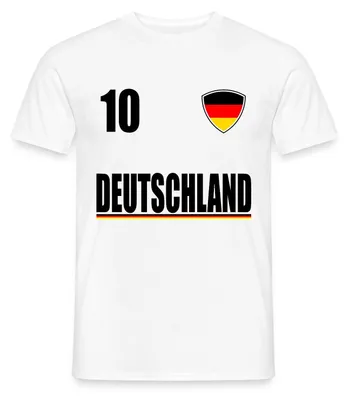 Produktbild von Spreadshirt Deutschland Nummer 10 Fußball Fan Deutschlandflagge Männer T-Shirt, S, Weiß