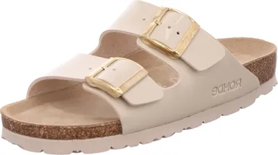 Produktbild von Rohde Damen Pantolette Lack zwei Schnallen Kork Fußbett Alba 5576, Größe:41 EU, Farbe:Beige