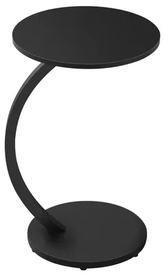 Image de Table d'appoint en forme de C - Table basse - Ronde - Bois - 40 x 64,5 cm - Noire - Style moderne