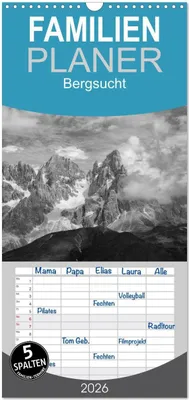Produktbild von Familienplaner 2026 - Bergsucht 2026 mit 5 Spalten (Wandkalender, 21 x 45 cm) CALVENDO