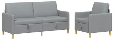 Produktbild von vidaXL Sofa Set mit Stauraum 2-tlg. Hellgrau Polyester
