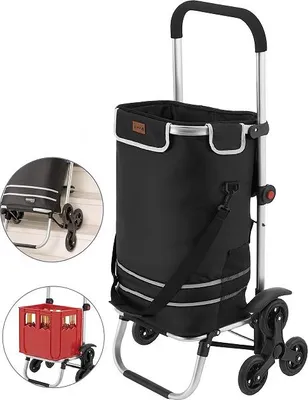 Zdjęcie produktu dla Wózek zakupowy na kółkach torba na zakupy 3w1 składany, 40 litrów pojemności, komora termiczna, odblaskowa torba, 99 × 45 × 31 cm