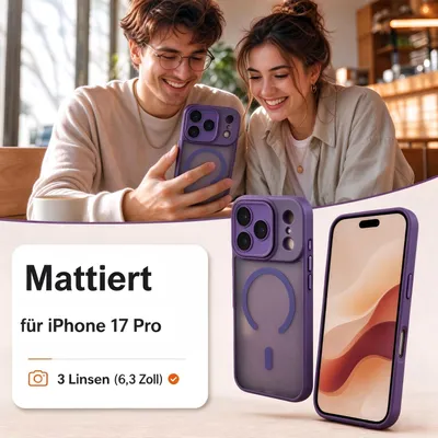 Produktbild von Schutzhülle für iPhone 17 Pro,Dunkellila,Handyhülle mit Kameraschutz, Robuster Schutz, Anti-Fingerabdruck, Stoßfestes Design