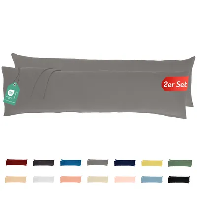 Produktbild von Jersey Kissenbezug 2er Set 40x145 cm 100% Baumwolle Grau
