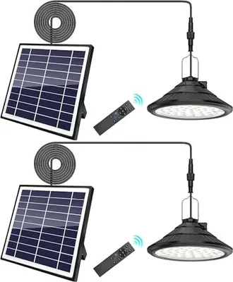 Produktbild von Solarleuchten im Freien im Innenbereich im Freien 4500 mAh 3 Farbe/4 Modi LED -Pendellern Fernbedienung, IP66 wasserdichtes USB -Ladelichtgartenpaket