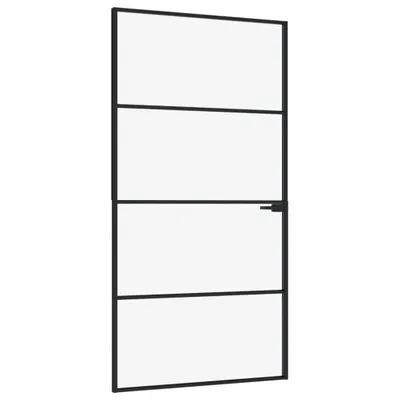Immagine prodotto di vidaXL Porta interna nera 102x201,5 cm in vetro temperato e alluminio, modello sottile