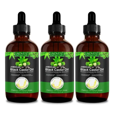 Produktbild von Jamaican Black Castor Oil Rizinusöl Schwarz Kaltgepresst 100% Rein Natürlich Vegan Haaröl Hautöl Wimpern Augenbrauen Haarpflege Haarwachstum 3x 120ml