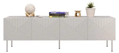 Produktbild von MIRJAN24 TV-Lowboard Art Deco Cashmere 4D 150, TV-Schrank mit 4 Türen, Griffloses Öffnungssystem push to open, Metallfüße (Farbe: Cashmere)