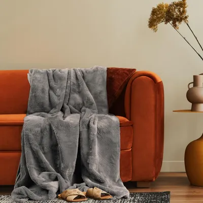 Produktbild von Deko Wohnzimmer Decke Kuscheldecke Tagesdecke Sofadecke Waschbar Weich Soft 200x240cm Anthrazit
