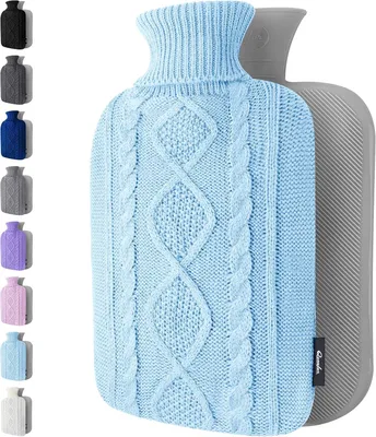 Productafbeelding van Warmwaterkruik met gebreide hoes, 1,8 liter, voor rug- en nekpijn