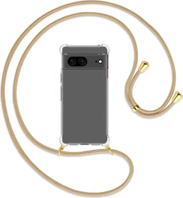 Produktbild von Handykette Backcover-Schutzhülle mit Band (Metall goldfarben) für Google Pixel 7 - caramel