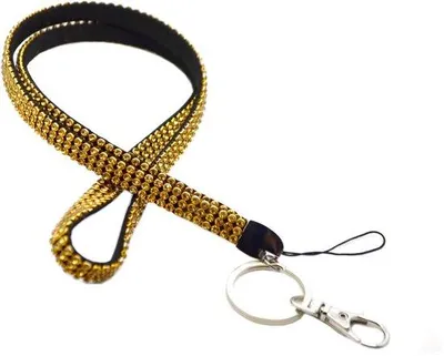 Produktbild von Goldener Lanyard 10mm breit mit Strasssteinen
