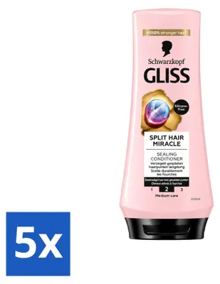 Image de 5 x Après-shampoing réparateur Gliss Hair Repair pour cheveux fourchus - 200 ml - Pack avantage - 5 pièces