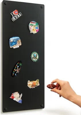 Produktbild von Magnettafel Schwarz 70x30 cm, Metall Magnetische Tafel, Magnetpinnwand, Magnetboard, Magnetwand, Wandmontage, für Wohnzimmer, Küche, Flur, Kinderzimmer, Büro
