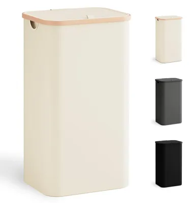Produktbild von Wäschekorb mit Deckel 100L faltbar schmal Beige 41x33x70 cm