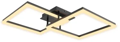 Productafbeelding van LILIIN 48W zwarte, vierkante, geometrische LED-plafondlamp, moderne, warmwitte verlichting, plafondlamp voor binnen gebruik