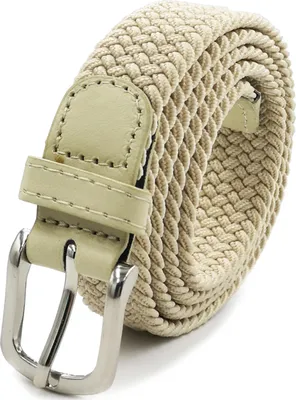 Produktbild von Glamexx24 Damen Elastischer Stoffgürtel Geflochtener 25mm Stretchgürtel Dehnbarer Gürtel Frau-Farbe: Beige -Größe: Buntweite 90 CM-Gesamtlänge 105 CM