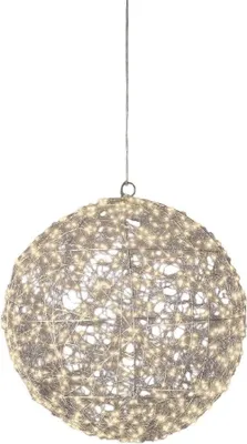 Productafbeelding van Warm wit 600 Micro-LED verlichte 3D bal frame wit zilver dia 38 cm Lumineo