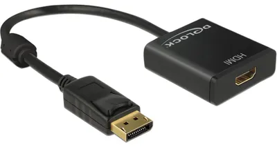 Produktbild von Delock Adapter DisplayPort Stecker auf HDMI Buchse 4K, aktiv, 20 cm - Schwarz