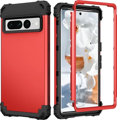 Produktbild von Handyhülle für Google Pixel 7 Pro Hybrid 3 in 1 PC TPU Stossfest Robust Hülle Rot