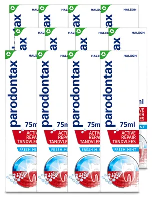 Produktbild von 12 x Parodontax Active Repair Tandvlees Fresh Mint Tandpasta 75 ml - Vorteilspackung - 12 Stücke