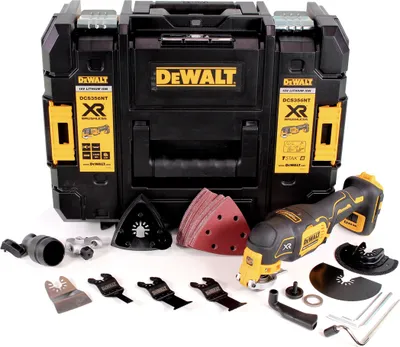 Produktbild von DeWALT DCS356NT-XJ Akku-Multi-Tool (bl) Flexvolt, Oszilations-Winkel 3,2°/1,6°, 26-tl. Zubehör-Set, T-STAK II, ohne Akku