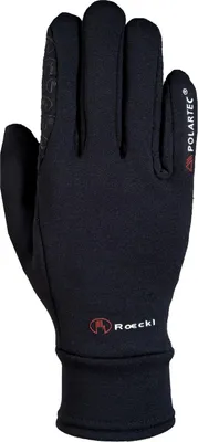 A black Roeckl glove is shown against a white background.