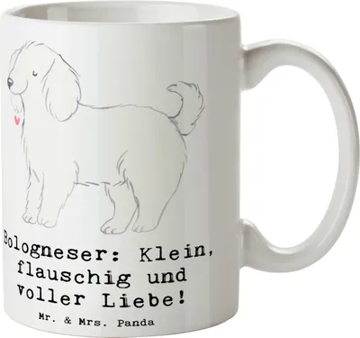 Produktbild von Mr. & Mrs. Panda Tasse Bologneser Liebe - Weiß - Geschenk, liebevolle Natur, Kaffeebecher, Hunderasse, Keramiktasse, freundlicher Hund, charmant, italienische Hunderassen